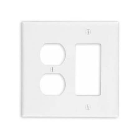 Leviton Combination Wallplate, Midway Size, Gang 2, White PJ826-W