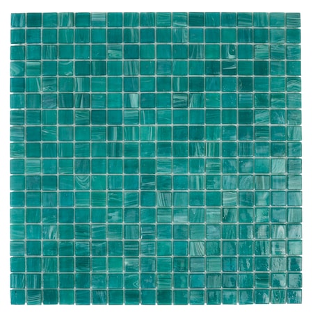 Apollo Tile Skosh 11.6in x 11.6in Glossy Cerulean Green Glass Mosaic Wall and Floor Tile 18.69 sqft/case, 20PK APLNB88GN435A