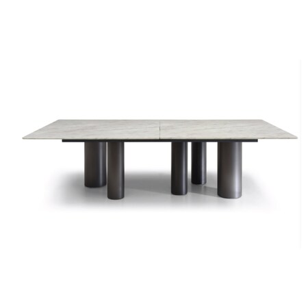 Homeroots 108" White and Black Marble and Stainless Steel Dining Table 718891