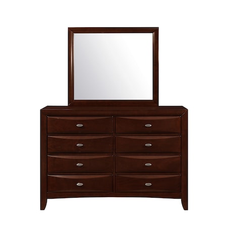 Homeroots 54" Cherry Solid Wood Eight Drawer Double Dresser 384021