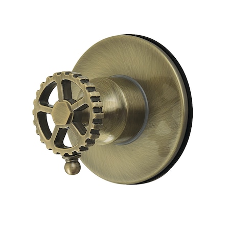 Kingston Brass Single-Handle Six-Way Diverter Valve with Round Trim Kit, Antique Brass KS4033CG