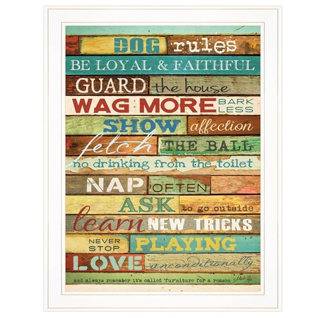 Homeroots Dog Rules 5 White Framed Print Wall Art 406544