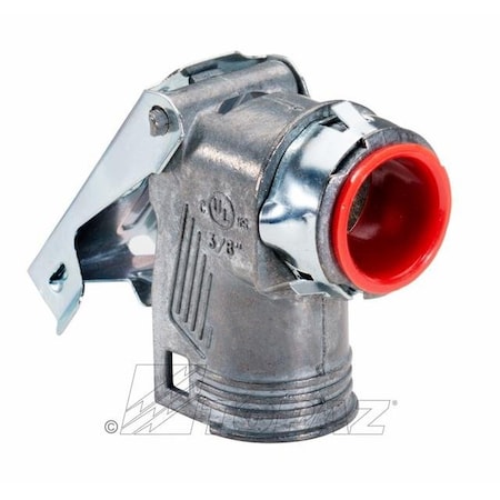 Topaz Double Snap Lock 90 Deg BX Connector 3/8" Die Cast Zinc 100DSP