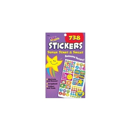 Trend Super Stars & Smiles Stickers, 738 Stickers, 1/PD, Multi TEPT5010