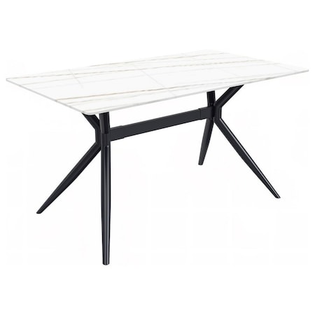 Leisuremod Rectangular 55.11 in W, 29.9 in L, Stone/Stainless Steel, White/Gold ETBL-55WG-S