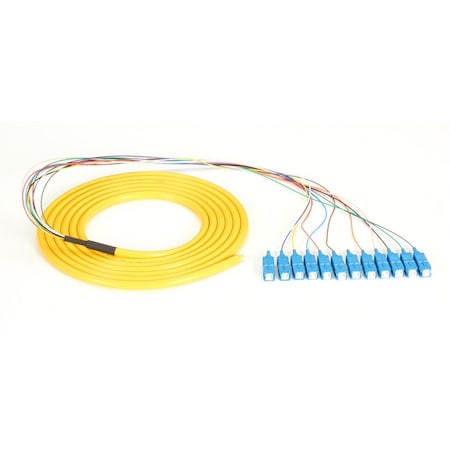 Black Box Fo Pigtail, 12 Strand, Sc Sm, Yellow, 3M FOPT50S1-SC-12YL-3