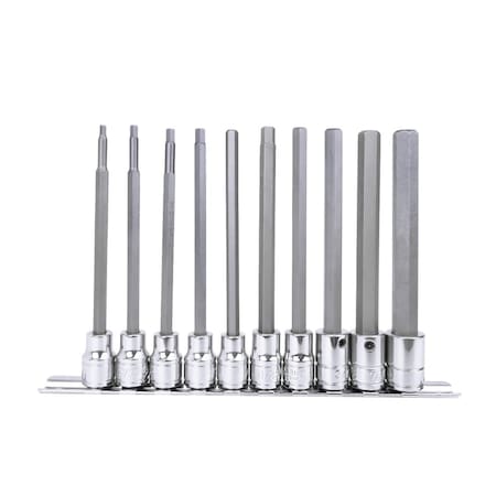 Genius Tools 10PC 3/8in Dr. SAE Long Hex Bit Socket Set BS-310HSL