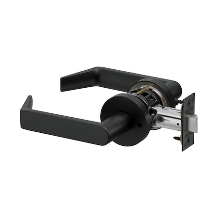 Schlage Grade 2 Bath/Bedroom Privacy Tubular Lock, Non-Keyed, Rhodes Lever, A Rose, Matte Black Finish PT40 RHOA 622