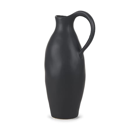 Homeroots 15" Black Ceramic Bud Jug Vase 608606