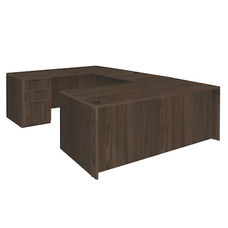 Regency U-Desks, 29 in H, 71 in W X Wood, Neo Walnut LUDF7135NW