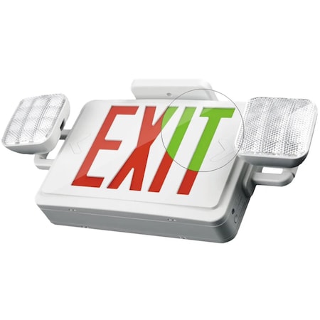 Honya Lighting LED Exit Sign and Emergency Light Combo Remote Capable Red/Green Switchable 2x1.2W/ 120&277V HY-EXLCOMB01-RC