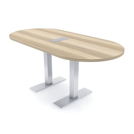 Skutchi Designs 6 Person Conference Table With Power Unit | 6' Racetrack Table | Harmony Series HAR-RAC-36X72-T-K525-ESIL