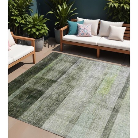 Homeroots 9' X 12' Olive Green Ombre Washable Indoor Outdoor Area Rug 563662