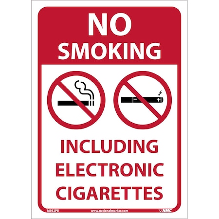Nmc No Smoking Including E Cigarettes Sign, M952PB M952PB