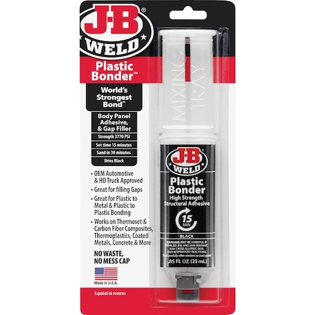 J-B Weld 0.85 Oz. Plastic Bonder Epoxy Syringe Black 50139