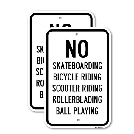 Signmission No Skateboarding Bicycle Riding Scooter Riding Heavy-Gauge Aluminum, 18" x 24", A-1824-24954 A-1824-24954