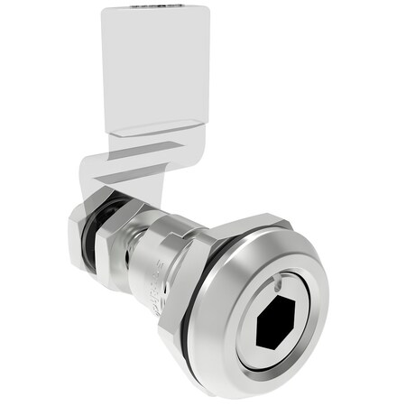 Southco Quarter-Turn Cam Latch, Adjustable, 8 mm Hex Recess, Zinc Alloy, Chrome Plated, Bright E5-6-012-01