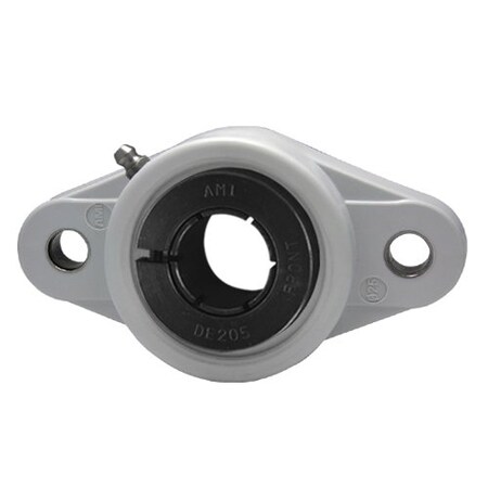 Ami Bearings SINGLE ROW BALL BEARING - 1in WIDE ACCU-LOC WHITE 2-BOLT FLANGE UENFL205-16W