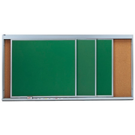 Aarco Horizontal Sliding Unit, w/ 4 Tracks, High Gloss White Porcelain Markerboard Panel, 48''Hx96''W HSU48-4
