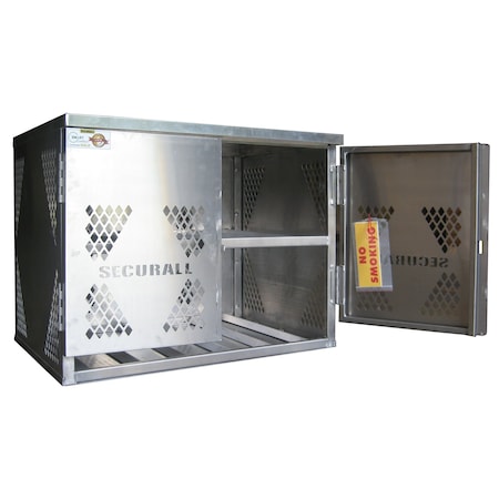 Securall 6 Cylinder Horizontal Aluminum LP & Oxygen Gas Storage Cabinet, 20 or 33 Lb, Standard Door LP6S