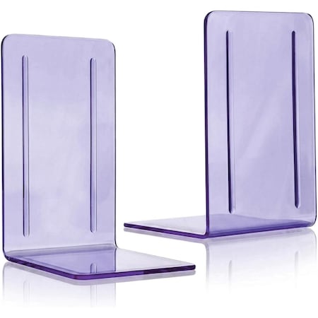 Acrimet Clear Plastic Bookends 1 Pair, Book Holder (Clear Purple), 2PK 290.5