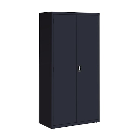 Hirsh Storage Cabinet, 72 in H, 36 in W, 18 in D, Recessed Twist, Keyed, Black, 4 Shelves 22005