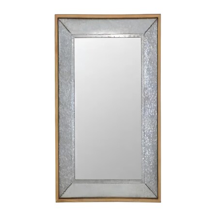 Homeroots 84" Gray And Brown Galvanized Metal and Wood Framed Leaning Accent Mirror 415092