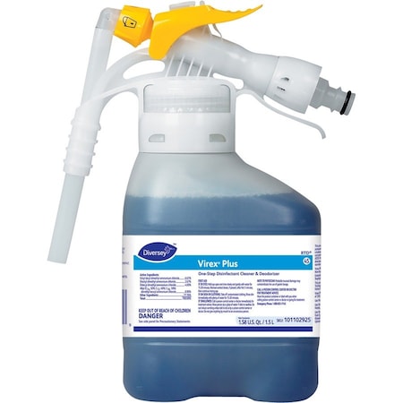 Diversey One Step Disinfectant Deodorizing Cleaner Concentrate, 1.5L Bottle, Unscented, Blue, 2 PK 101102925