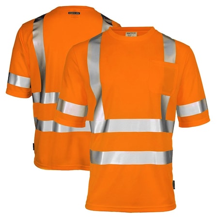 Dome75 Hi-Vis Short Sleeve Shirt, ANSI/ISEA 107-2020 Class 3, Type R, 100% Polyester Birds-Eye Mesh, MD DSS1431