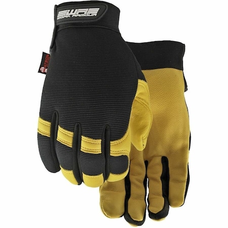 Watson Gloves Leather Palm Gloves, Spandex, Goatskin, Black/Tan, M, 1 PR 005-M