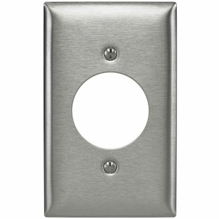 Hubbell Wiring Device-Kellems Single Receptacle Wall Plates and Box Cover, Number of Gangs: 1 Stainless Steel, Brushed Finish SS720