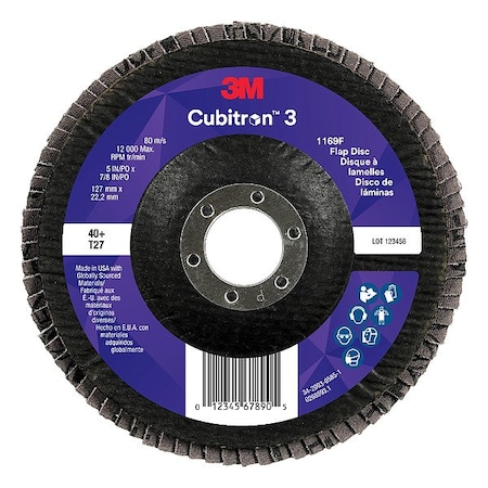 3M Cubitron Abrasive Flap Disc, Coated, Polyester, PK10 7100380493