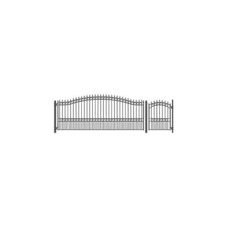Aleko 18 ft. London Style Steel Swing Single Driveway with Pedestrian Gate, Black SET18X4LONS-UNB