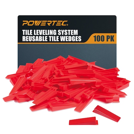 Powertec Tile Leveling System Reusable Tile Wedges, Tile Installation Kit 1/8 & 1/16 Tile Spacer, 100PK 71897N
