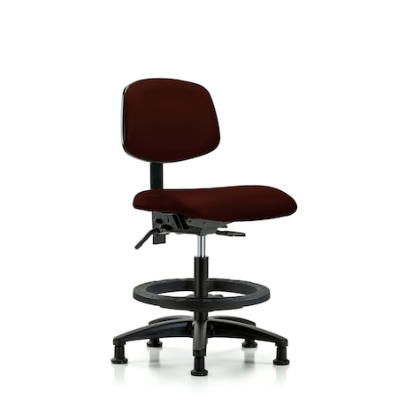 Blue Ridge Ergonomics Chair, Vinyl, Med Bench, BF Glides, Burg, No Arms, 22" to 29" Height, Burgundy BR-VMBCH-RG-T0-A0-BF-RG-8569