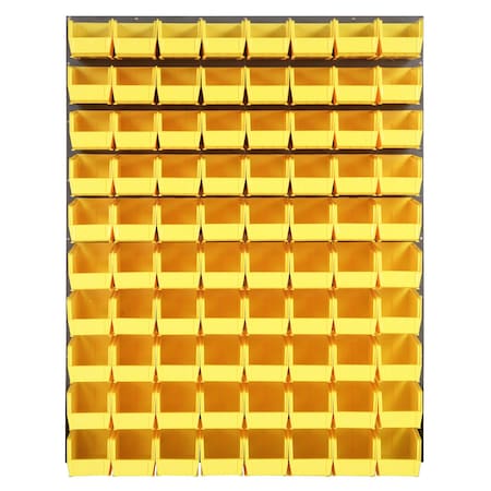 Quantum Storage Systems 48X61 GRAY LOUVERED PANEL WITH BINS YELLOW QLP-4861-230-80YL