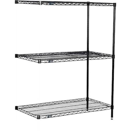 Global Industrial Nexel 3 Shelf, Black Epoxy Wire Shelving Unit, Add On, 30"W x 24"D x 54"H B3151764
