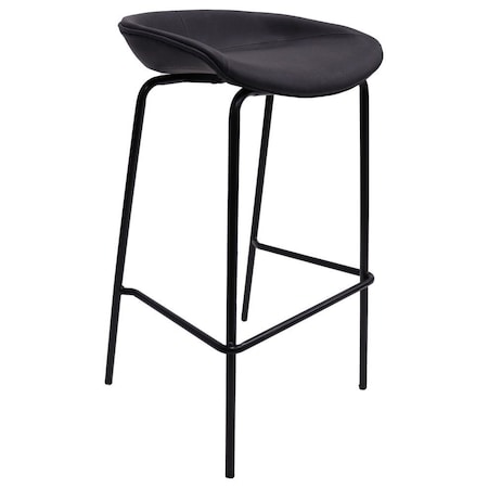 Leisuremod Servos Barstool with Upholstered Faux Leather Seat and Powder Coated Iron Frame, Black SSBL-18BL