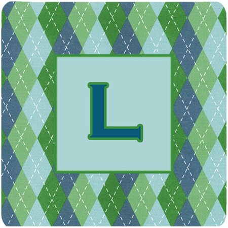 Carolines Treasures Monogram - Blue Argoyle Foam Coasters Initial Letter L- Set - 4 CJ1020-LFC