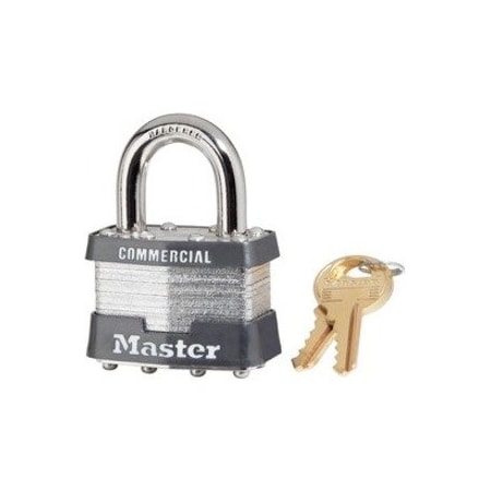 Master Lock Padlock, Keyed Different, Standard Shackle, Rectangular Steel Body, Steel Shackle, 3/4 in W 1DCOM