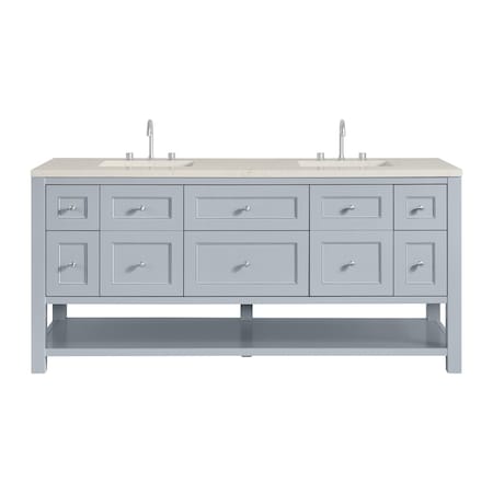 James Martin Vanities Breckenridge 72" Double Vanity, Serenity Blue, w/ 3 CM Siberian Silestone Top 330-V72-SRB-3SFR