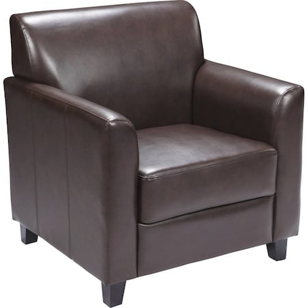 Flash Furniture Contemporary Chair, Brown Back, 30-1/2 in W 29" L 31-1/2" H, Flared, Leather Seat BT-827-1-BN-GG