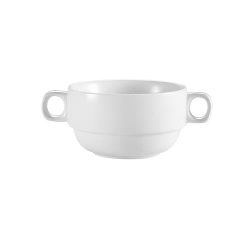 Cac Foodservice CAC China Clinton Rolled Edge 6 in by 4 in by 2 3/8 in 10-Ounce Super White Porcelain Bouillon, 24PK RCN-49