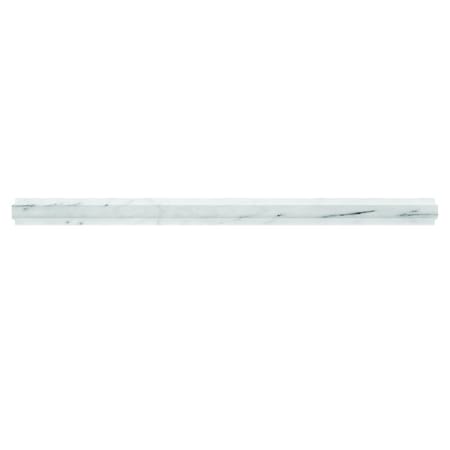 Apollo Tile Pearl White 1x12 Bianco Carrara Marble Polished Pencil Liner Tile Trim 0.67 sqft/case, 10PK APLMCA884PA