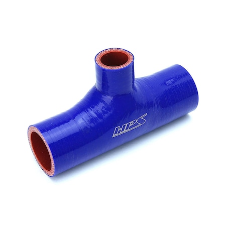Hps Performance 1-1/2 in ID x 6 in L, 4-Ply Silicone High Temp T Hose Coupler Adapter with 1 in Branch, Blue 150-THOSE-100-BLUE