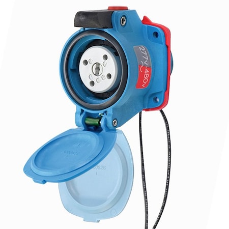 Meltric DSN20 RECEPTACLE POLY BLUE SIZE 1 TYPE 4X IP 69 3P+N+G 20 A 277/480 VAC 60 Hz +2 AUX 63-14047-972