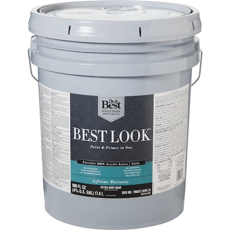 Do It Best 100% Acrylic Latex Premium Paint & Primer In One Satin Exterior House Paint Extra Deep Base 5 Gal. HW41W0803-20