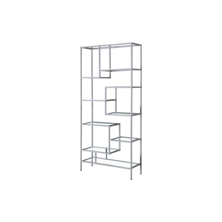 Homeroots 72" Silver And Clear Metal and Glass Nine Tier Etagere Bookcase 333392