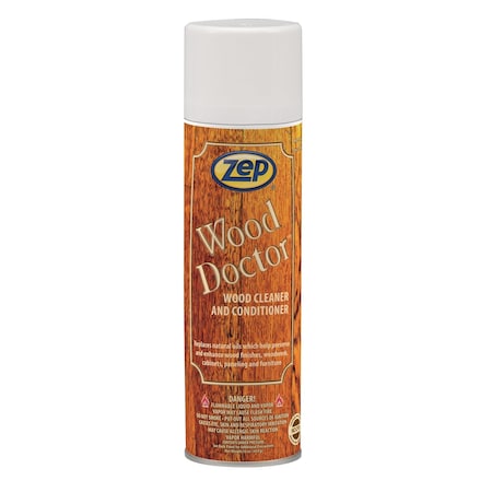 Zep Wood Doctor, Wood Cleaner and Conditioner, Furniture Polish, 16 oz, Aerosol Spray Can, Lemon, 12 PK 6701