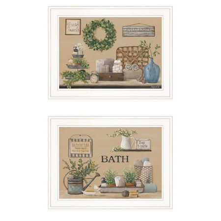 Homeroots Set Of Two Bath Time 1 White Framed Print Bathroom Wall Art, 2PK 407154